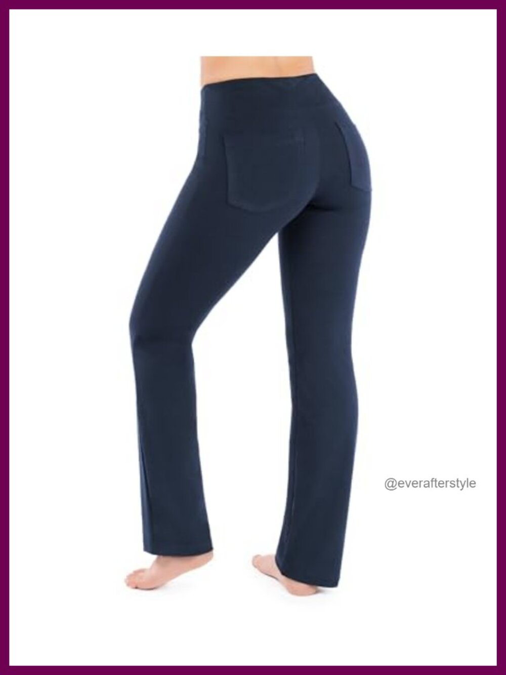Cotton Blend High Waisted Straight Leg Yoga Pants with Pockets